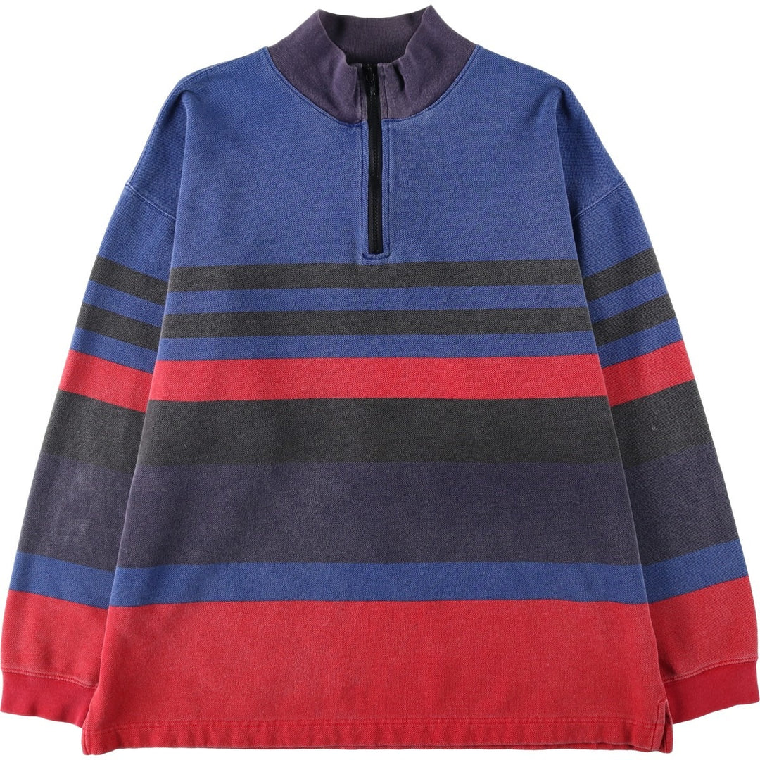 90'S Gap Old Gap Border Pattern Multi-Border Half-Zip Sweatshirt (Men's XL equivalent) cotton navy blue type Vintage Second Hand