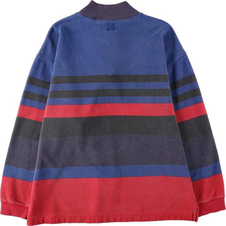 90'S Gap Old Gap Border Pattern Multi-Border Half-Zip Sweatshirt (Men's XL equivalent) cotton navy blue type Vintage Second Hand