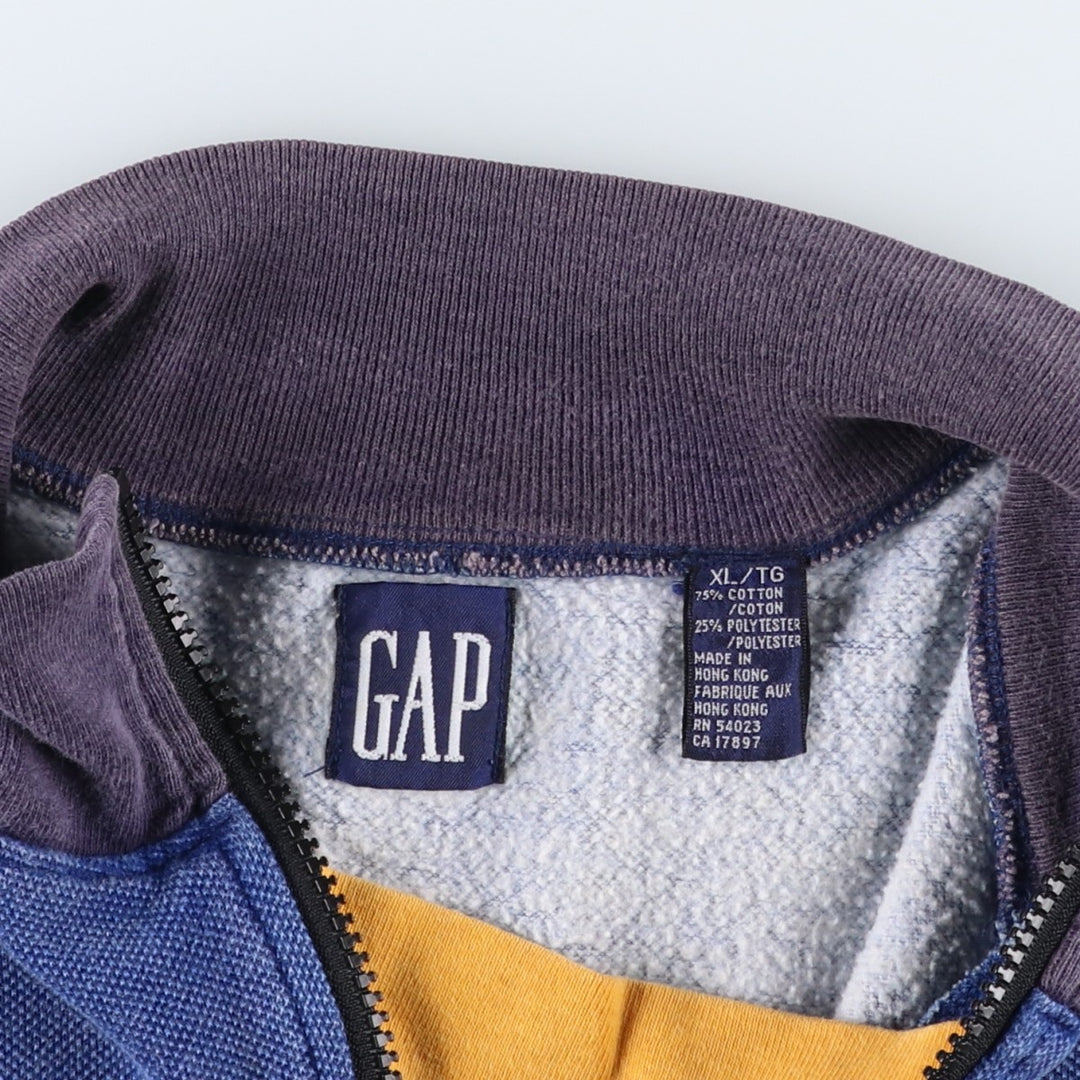 90'S Gap Old Gap Border Pattern Multi-Border Half-Zip Sweatshirt (Men's XL equivalent) cotton navy blue type Vintage Second Hand