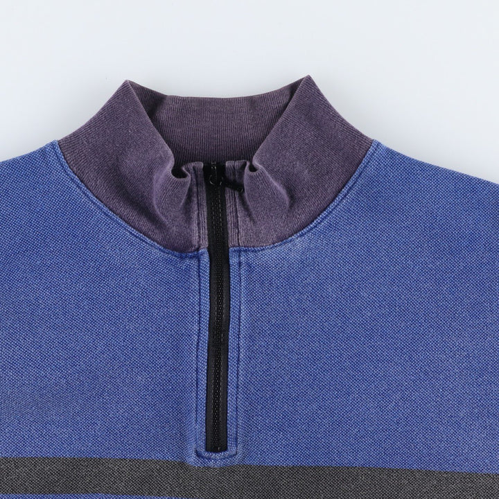 90'S Gap Old Gap Border Pattern Multi-Border Half-Zip Sweatshirt (Men's XL equivalent) cotton navy blue type Vintage Second Hand