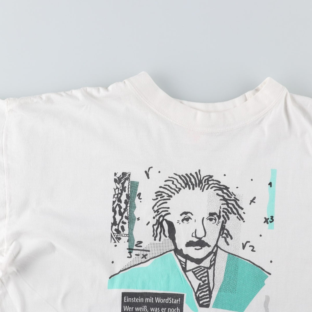 ~90'S American Style WordStar Einstein Advertising T-Shirt, Men's XL equivalent, Vintage cotton white type Vintage Second Hand