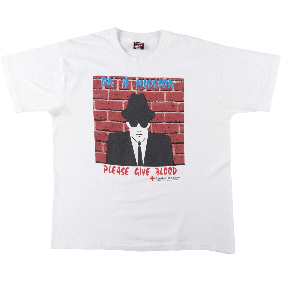 90'S Screen Stars American Red Cross Advertising T-shirt, Made in USA, Men's XL equivalent. cotton white type Vintage Second Hand