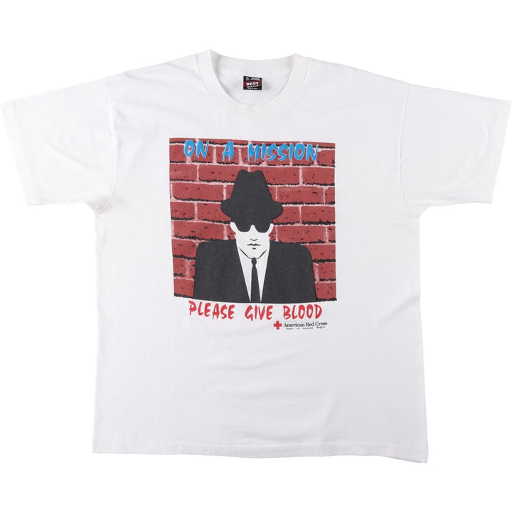 90'S Screen Stars American Red Cross Advertising T-shirt, Made in USA, Men's XL equivalent. cotton white type Vintage Second Hand