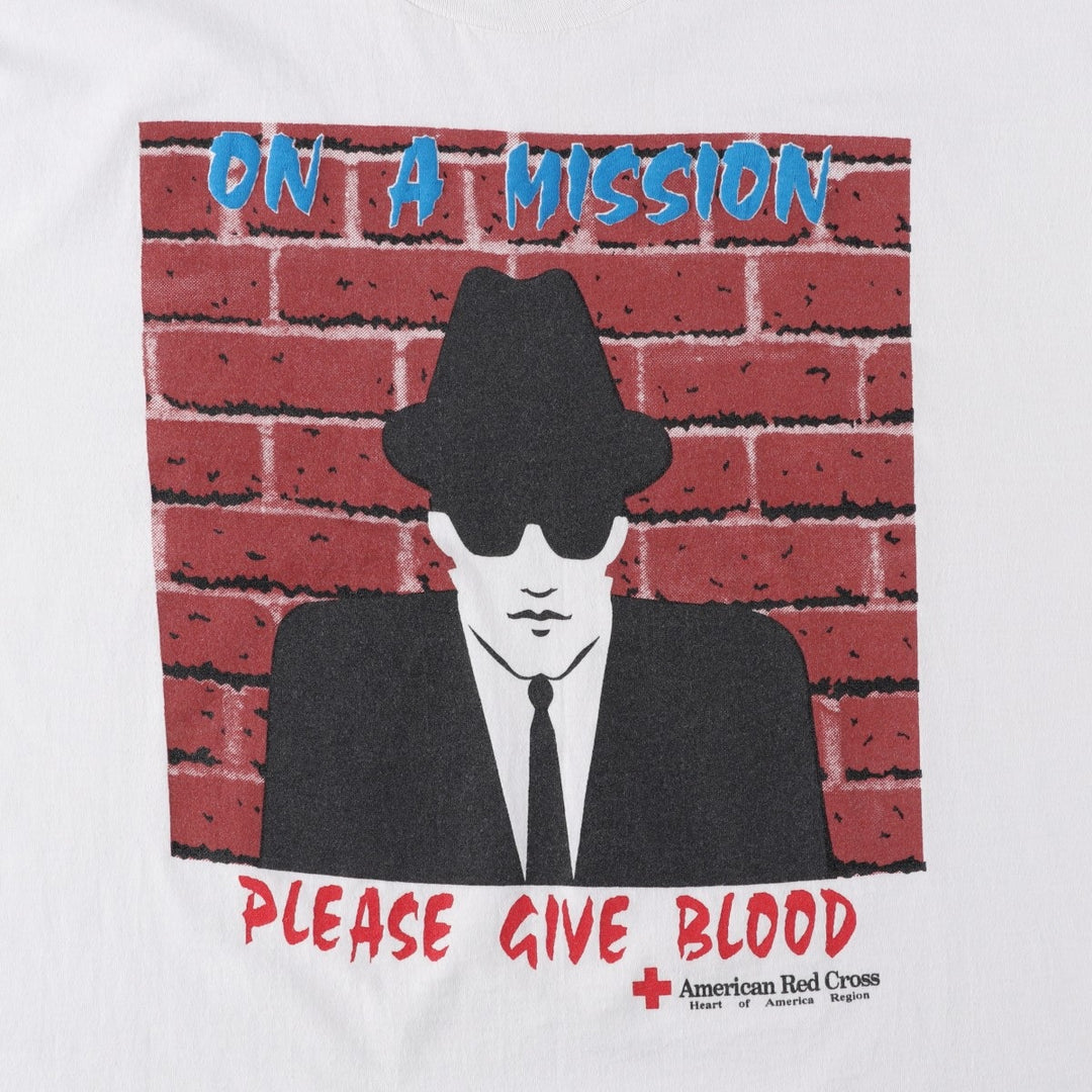90'S Screen Stars American Red Cross Advertising T-shirt, Made in USA, Men's XL equivalent. cotton white type Vintage Second Hand