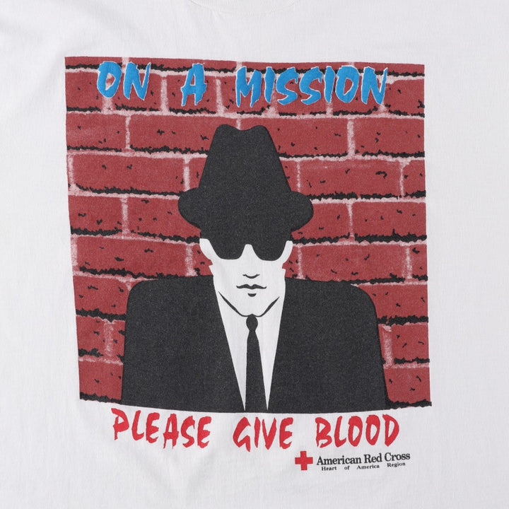 90'S Screen Stars American Red Cross Advertising T-shirt, Made in USA, Men's XL equivalent. cotton white type Vintage Second Hand