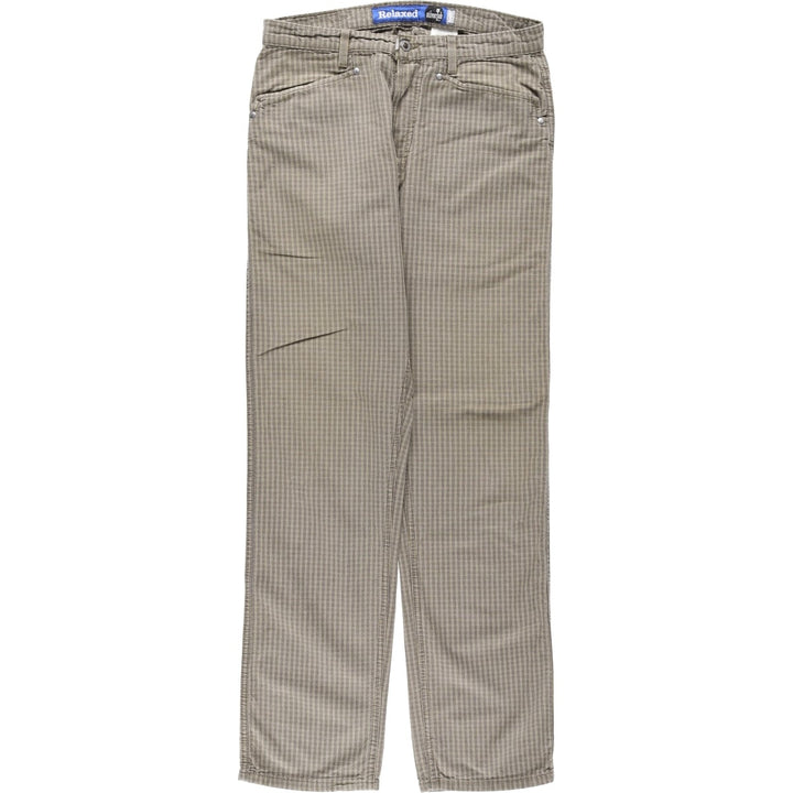 1990'S Levi's SILVER TAB Relaxed Check Pattern Cotton Pants, Made in Canada, Men's W32 (approx.), Vintage cotton Beige type Vintage Second Hand