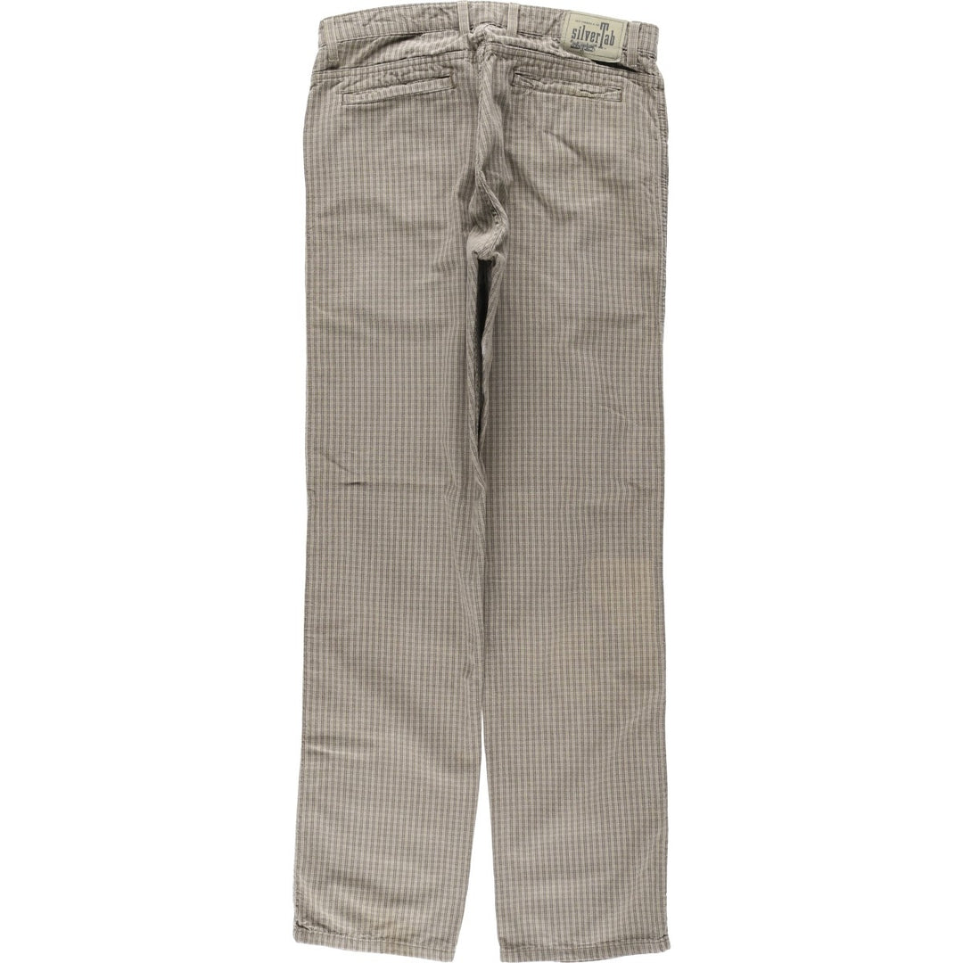 1990'S Levi's SILVER TAB Relaxed Check Pattern Cotton Pants, Made in Canada, Men's W32 (approx.), Vintage cotton Beige type Vintage Second Hand