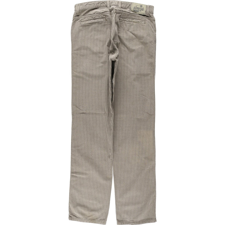 1990'S Levi's SILVER TAB Relaxed Check Pattern Cotton Pants, Made in Canada, Men's W32 (approx.), Vintage cotton Beige type Vintage Second Hand