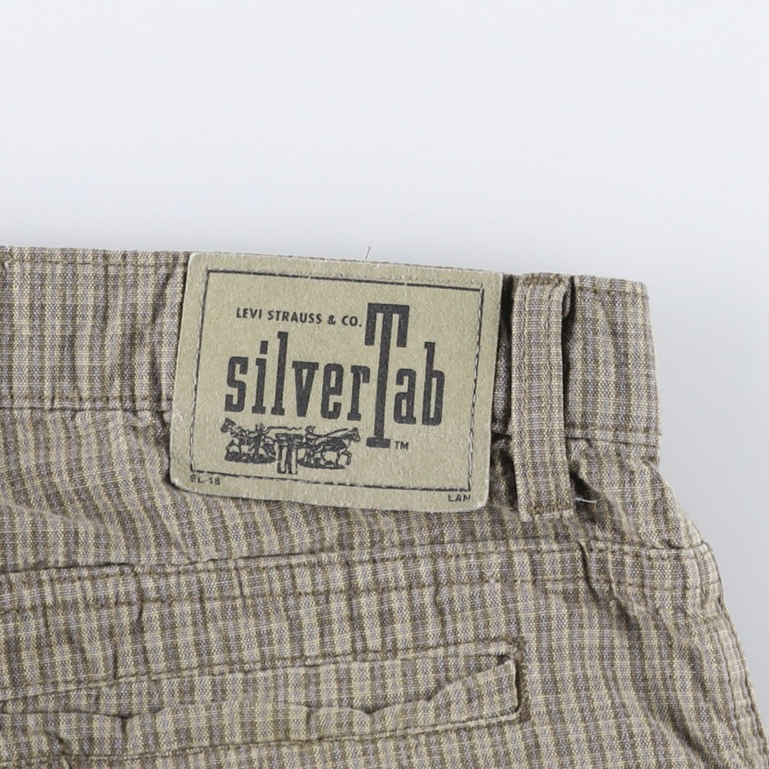 1990'S Levi's SILVER TAB Relaxed Check Pattern Cotton Pants, Made in Canada, Men's W32 (approx.), Vintage cotton Beige type Vintage Second Hand