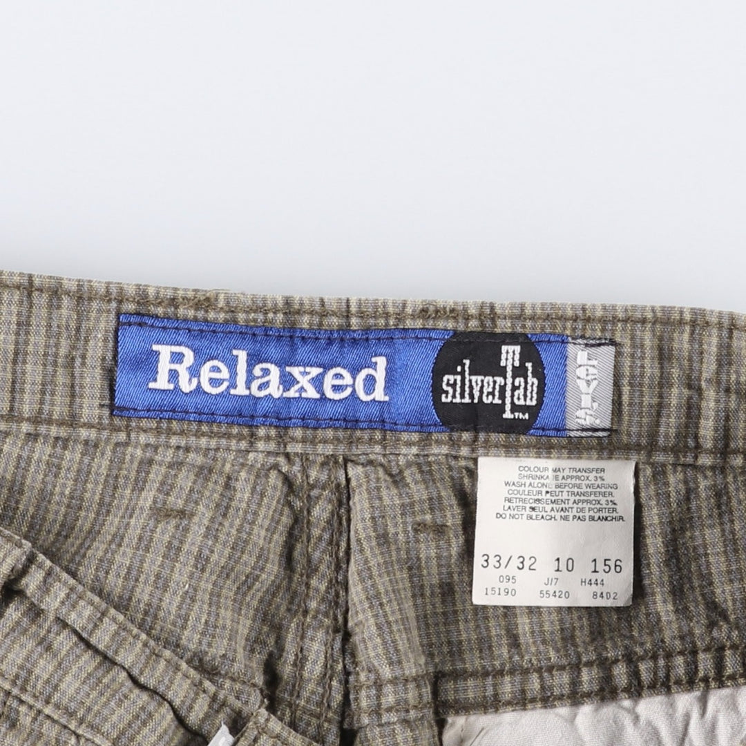 1990'S Levi's SILVER TAB Relaxed Check Pattern Cotton Pants, Made in Canada, Men's W32 (approx.), Vintage cotton Beige type Vintage Second Hand