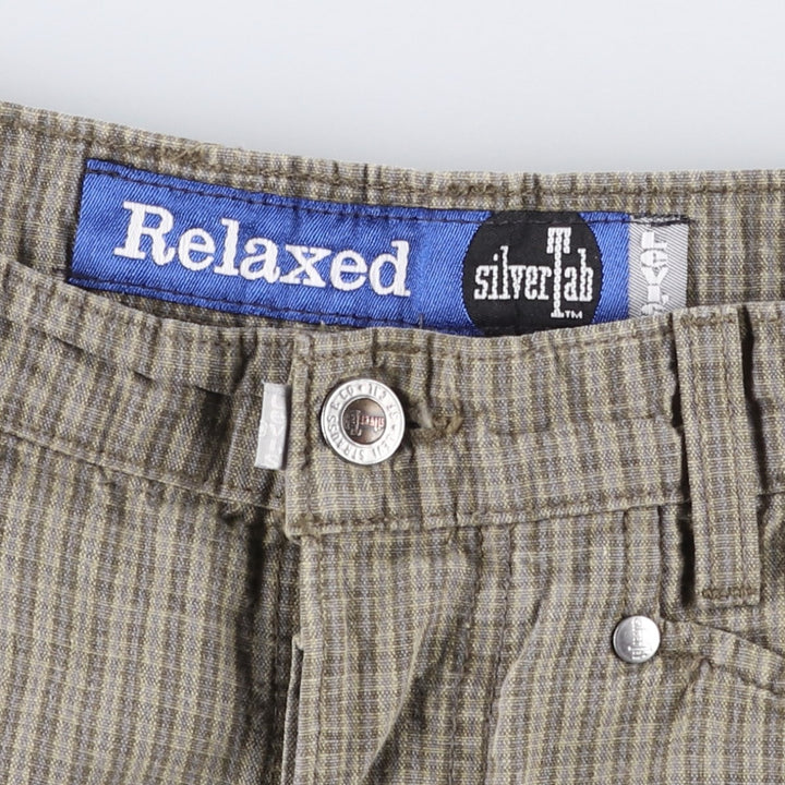 1990'S Levi's SILVER TAB Relaxed Check Pattern Cotton Pants, Made in Canada, Men's W32 (approx.), Vintage cotton Beige type Vintage Second Hand