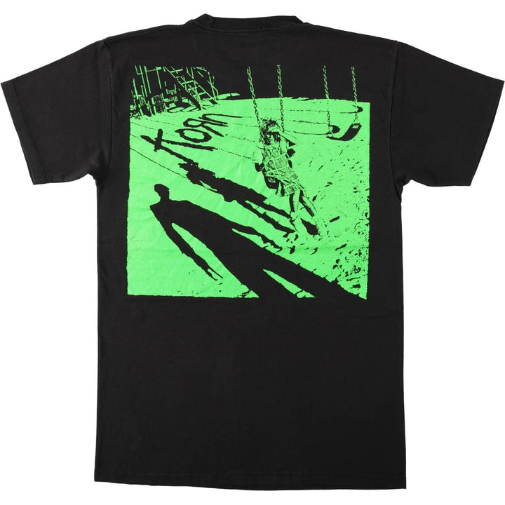 KORN band T-shirt, band T, men's size L cotton black type Vintage Second Hand