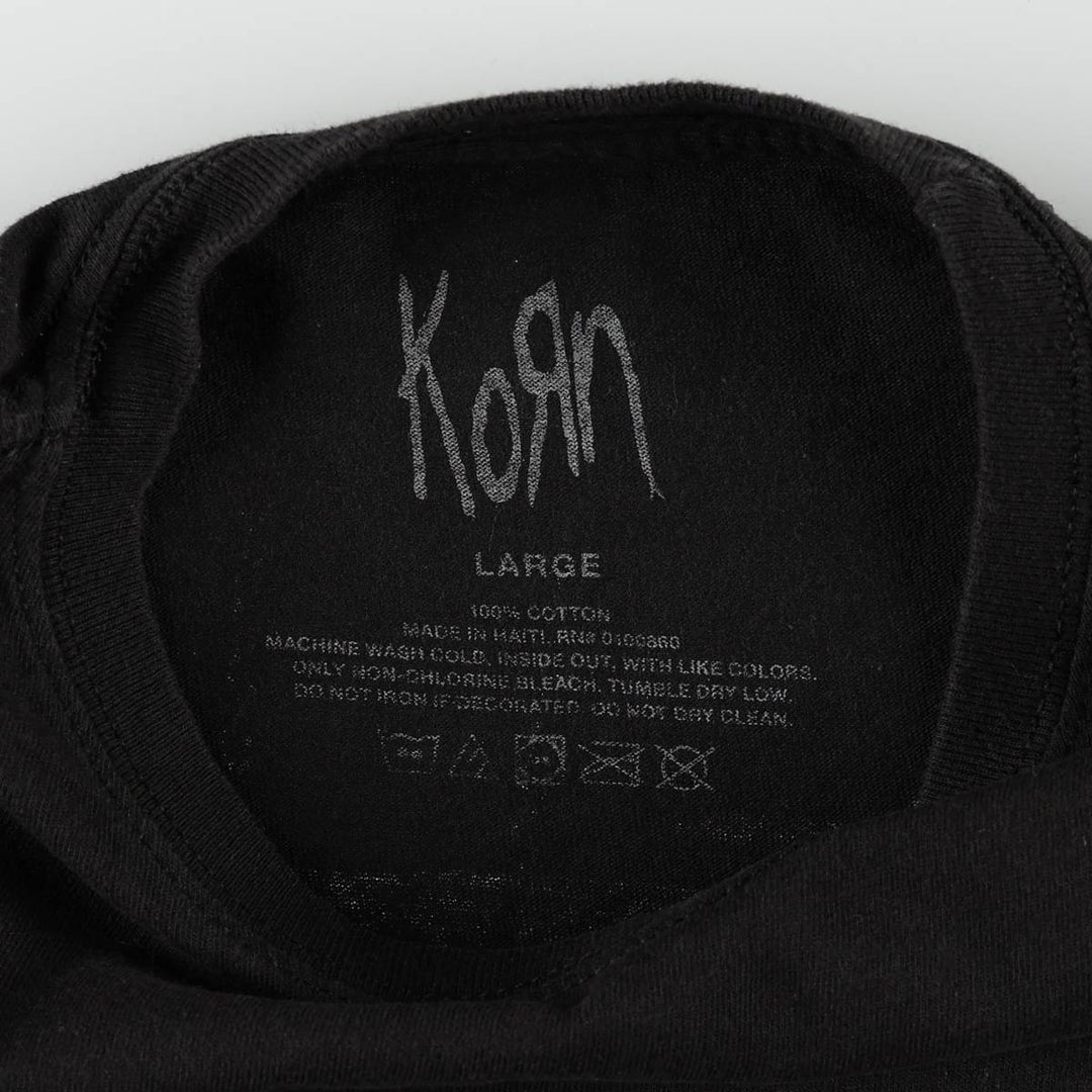 KORN band T-shirt, band T, men's size L cotton black type Vintage Second Hand