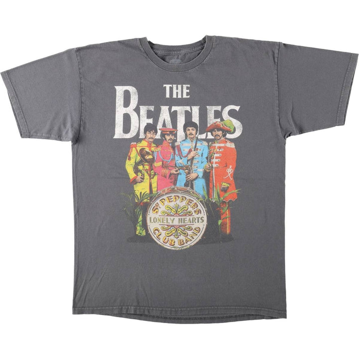 THE BEATLES Band T-shirt, Men's L size cotton gray type Vintage Second Hand