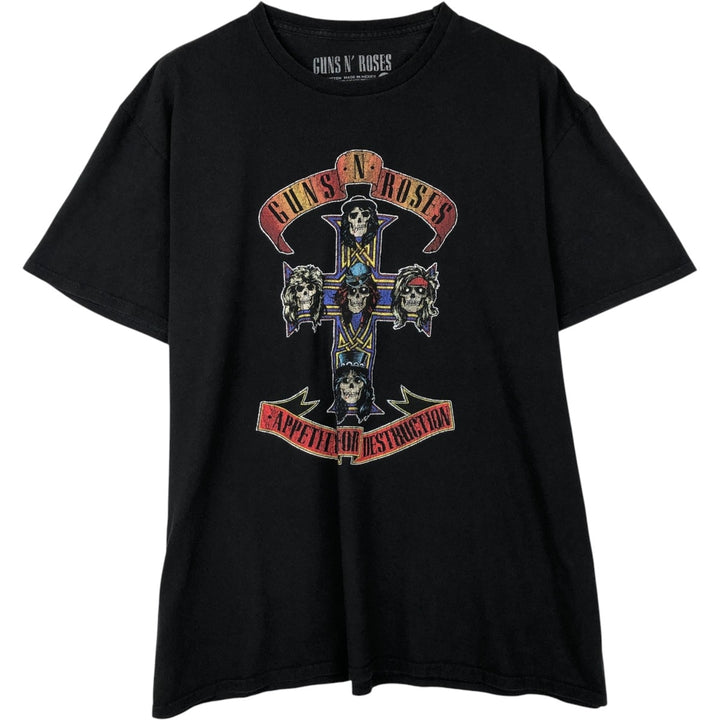 Guns N' Roses Skull Pattern Band T-shirt, Band Tee, Men's XL size cotton black type Vintage Second Hand
