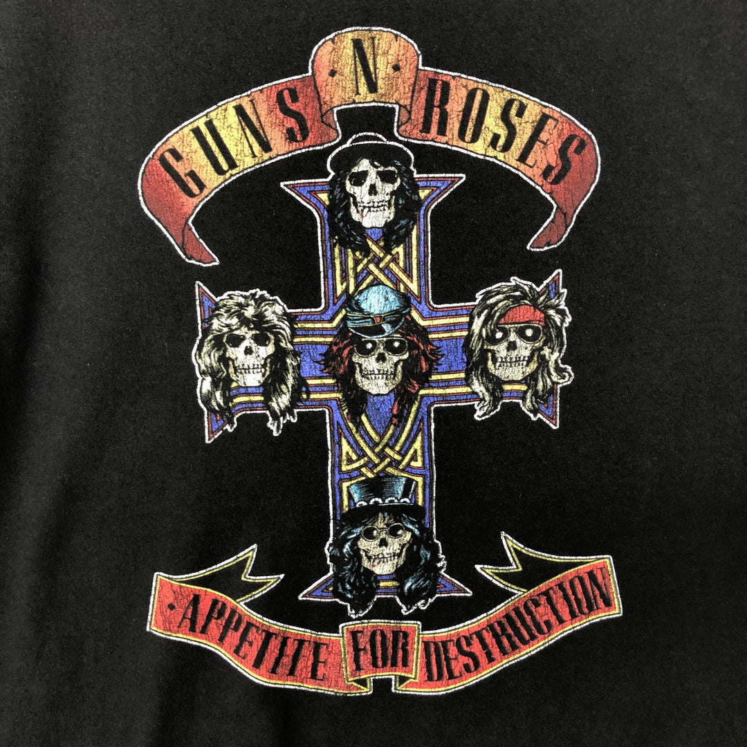 Guns N' Roses Skull Pattern Band T-shirt, Band Tee, Men's XL size cotton black type Vintage Second Hand