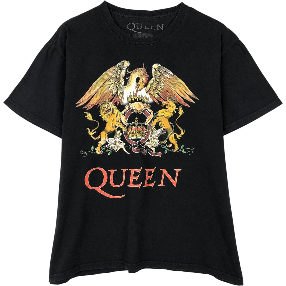 QUEEN Band T-shirt, Men's L size cotton black type Vintage Second Hand