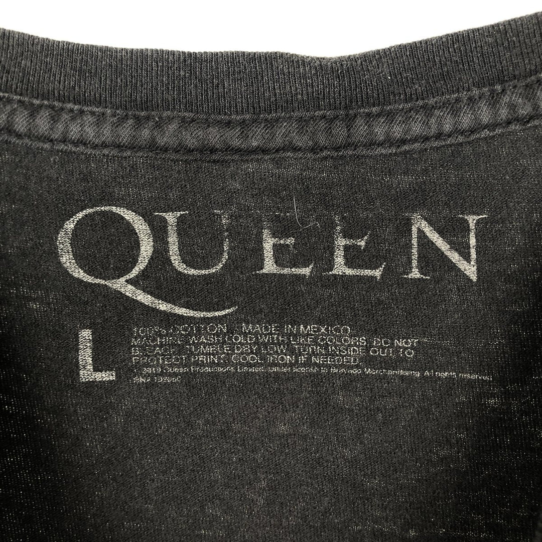 QUEEN Band T-shirt, Men's L size cotton black type Vintage Second Hand