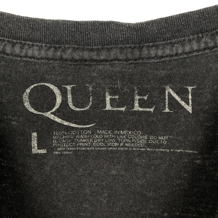 QUEEN Band T-shirt, Men's L size cotton black type Vintage Second Hand