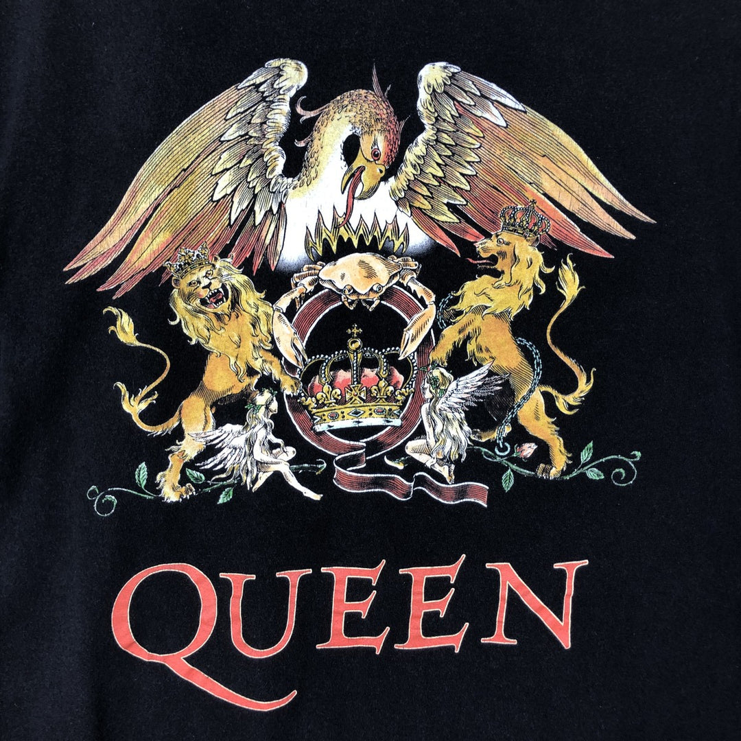 QUEEN Band T-shirt, Men's L size cotton black type Vintage Second Hand