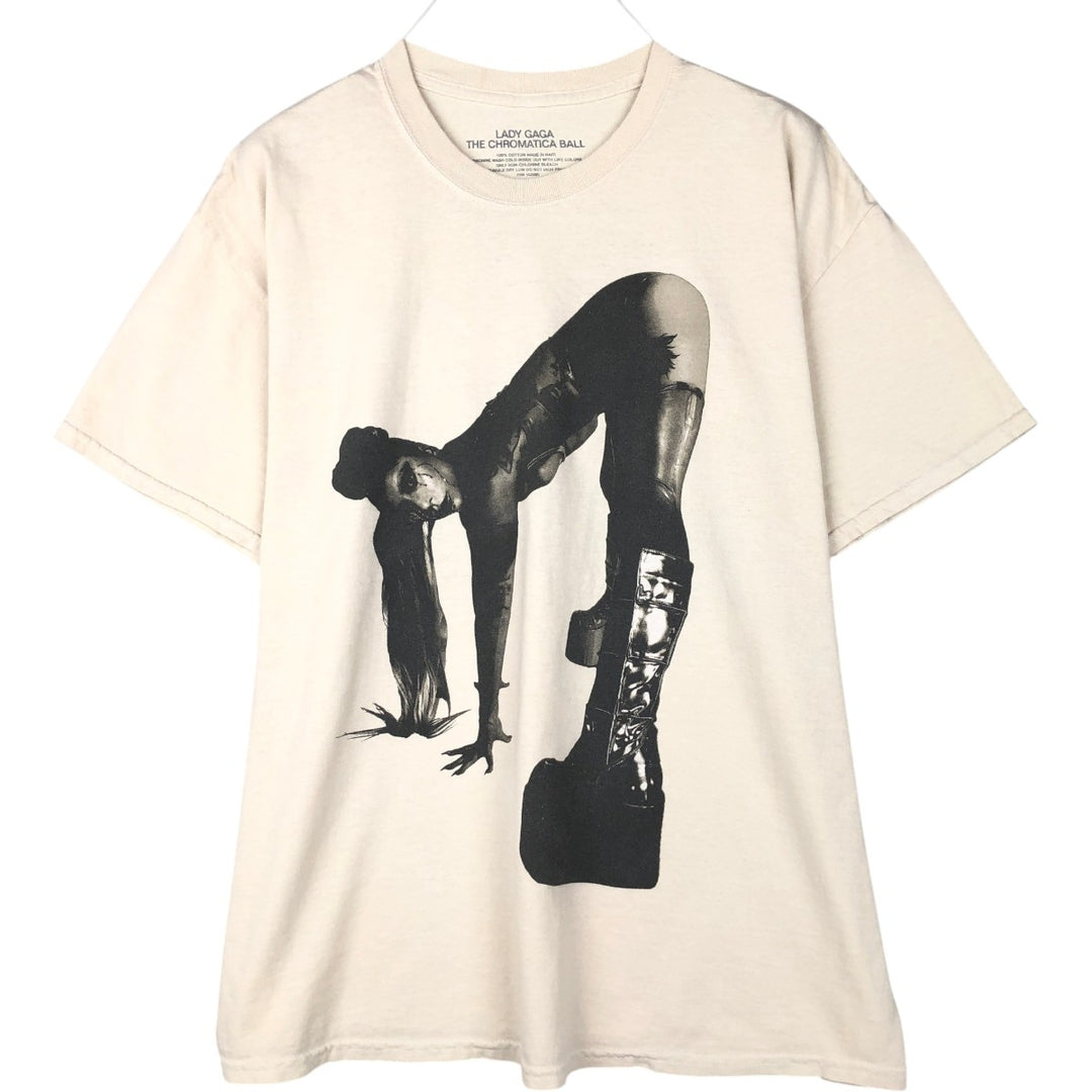 LADY GAGA band T-shirt, men's size L cotton unbleached Vintage Second Hand