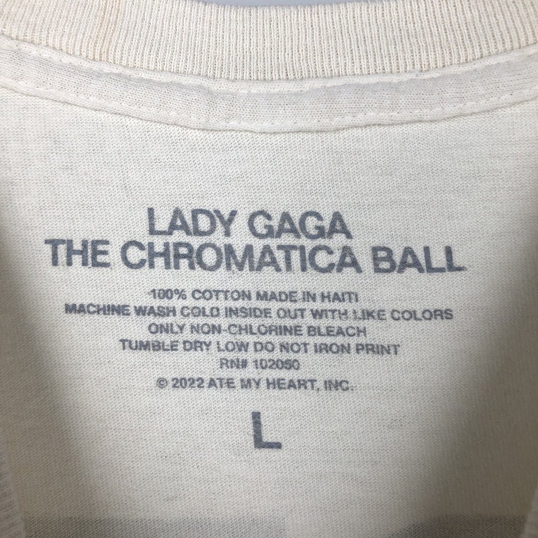 LADY GAGA band T-shirt, men's size L cotton unbleached Vintage Second Hand
