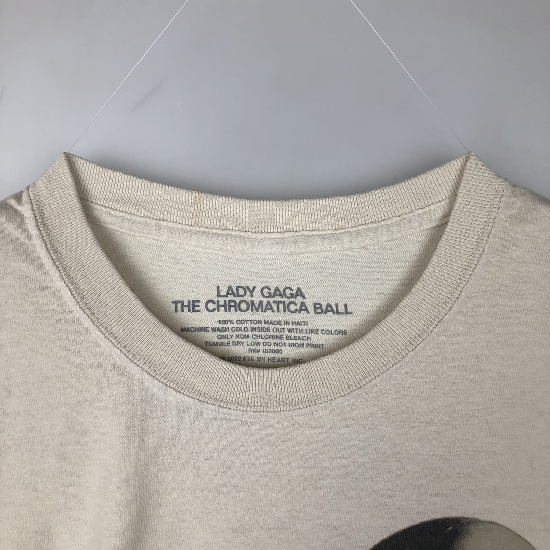 LADY GAGA band T-shirt, men's size L cotton unbleached Vintage Second Hand