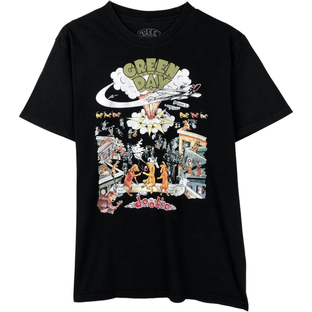 GREEN DAY Green Day Band T-shirt Band T Men's M size cotton black type Vintage Second Hand