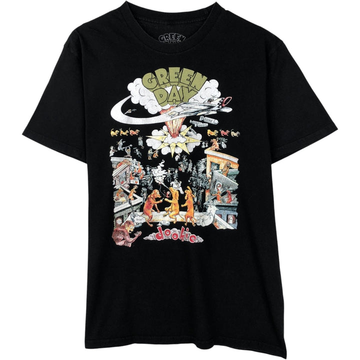 GREEN DAY Green Day Band T-shirt Band T Men's M size cotton black type Vintage Second Hand