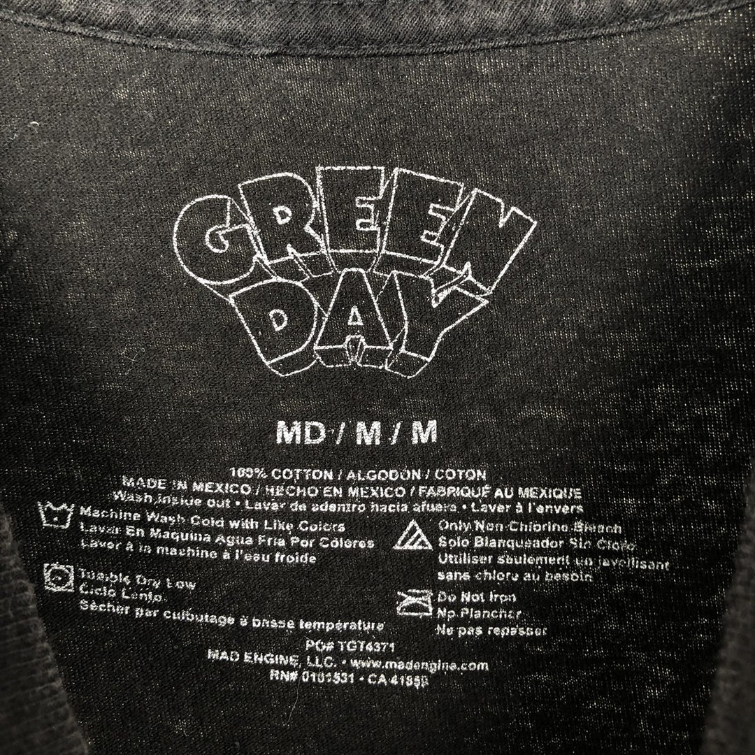 GREEN DAY Green Day Band T-shirt Band T Men's M size cotton black type Vintage Second Hand
