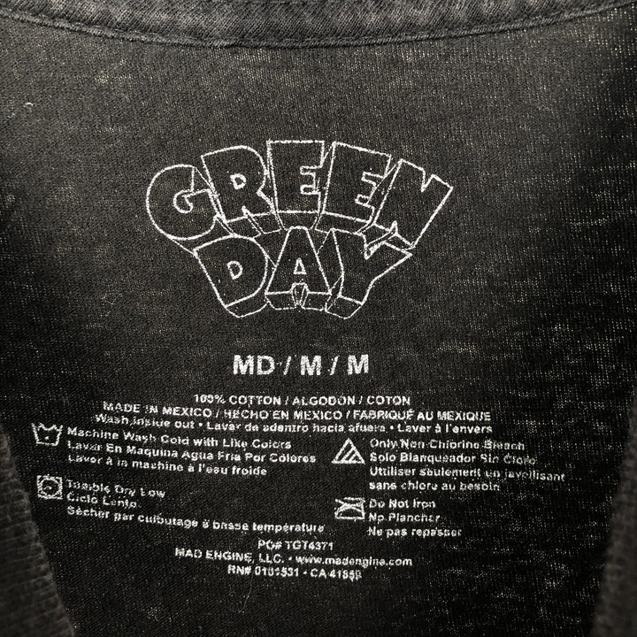 GREEN DAY Green Day Band T-shirt Band T Men's M size cotton black type Vintage Second Hand