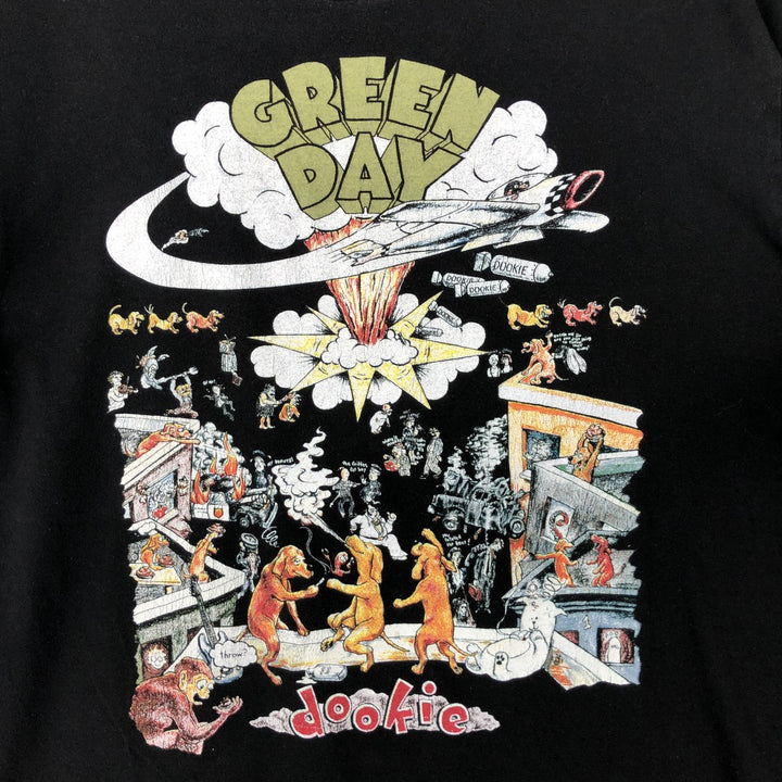 GREEN DAY Green Day Band T-shirt Band T Men's M size cotton black type Vintage Second Hand
