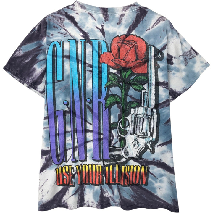 BRAVADO Guns N' Roses Tie-Dye Pattern Band T-Shirt (Men's XL equivalent) unclear Blue type light blue Vintage Second Hand