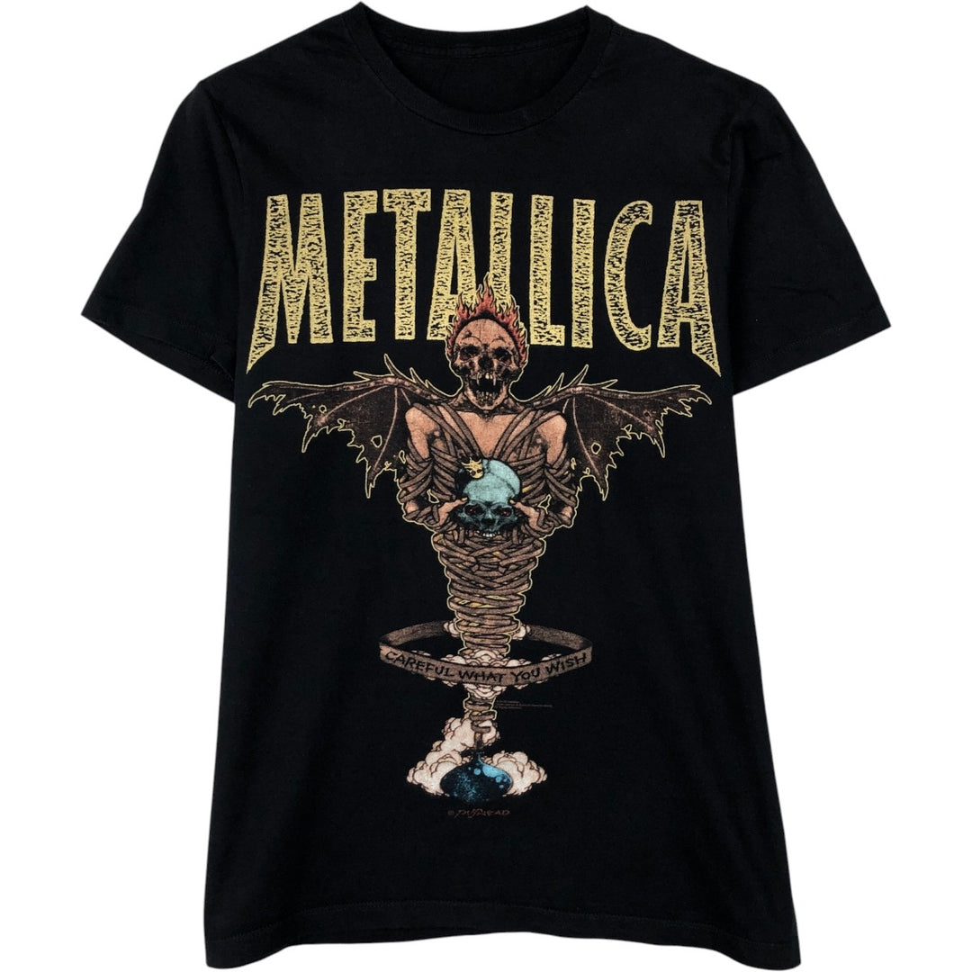 METALLICA Skull Pattern Band T-shirt, Band Tee, Men's XL size unclear black type Vintage Second Hand