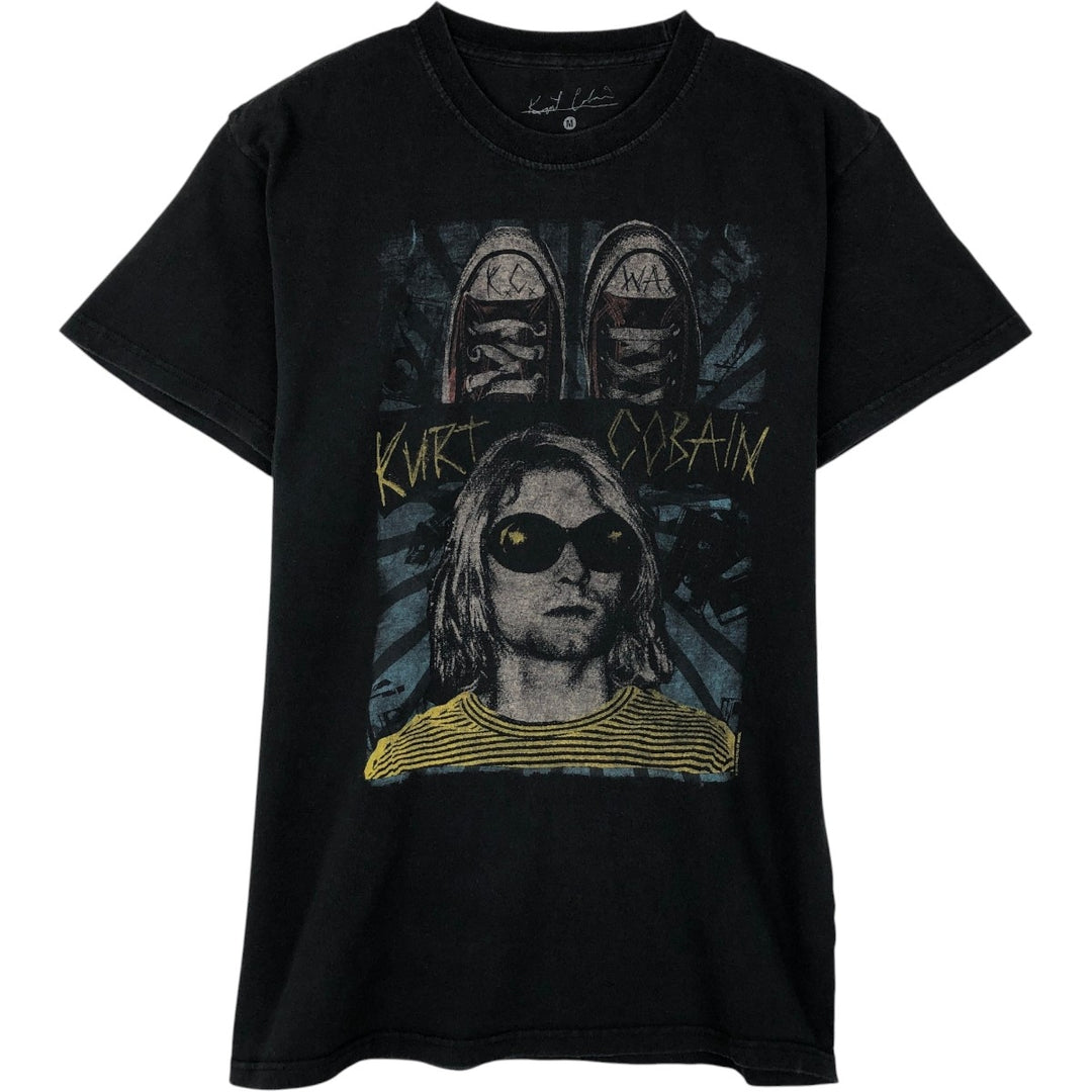 KURT COBAIN Kurt Cobain band T-shirt, band T, men's M size cotton black type Vintage Second Hand