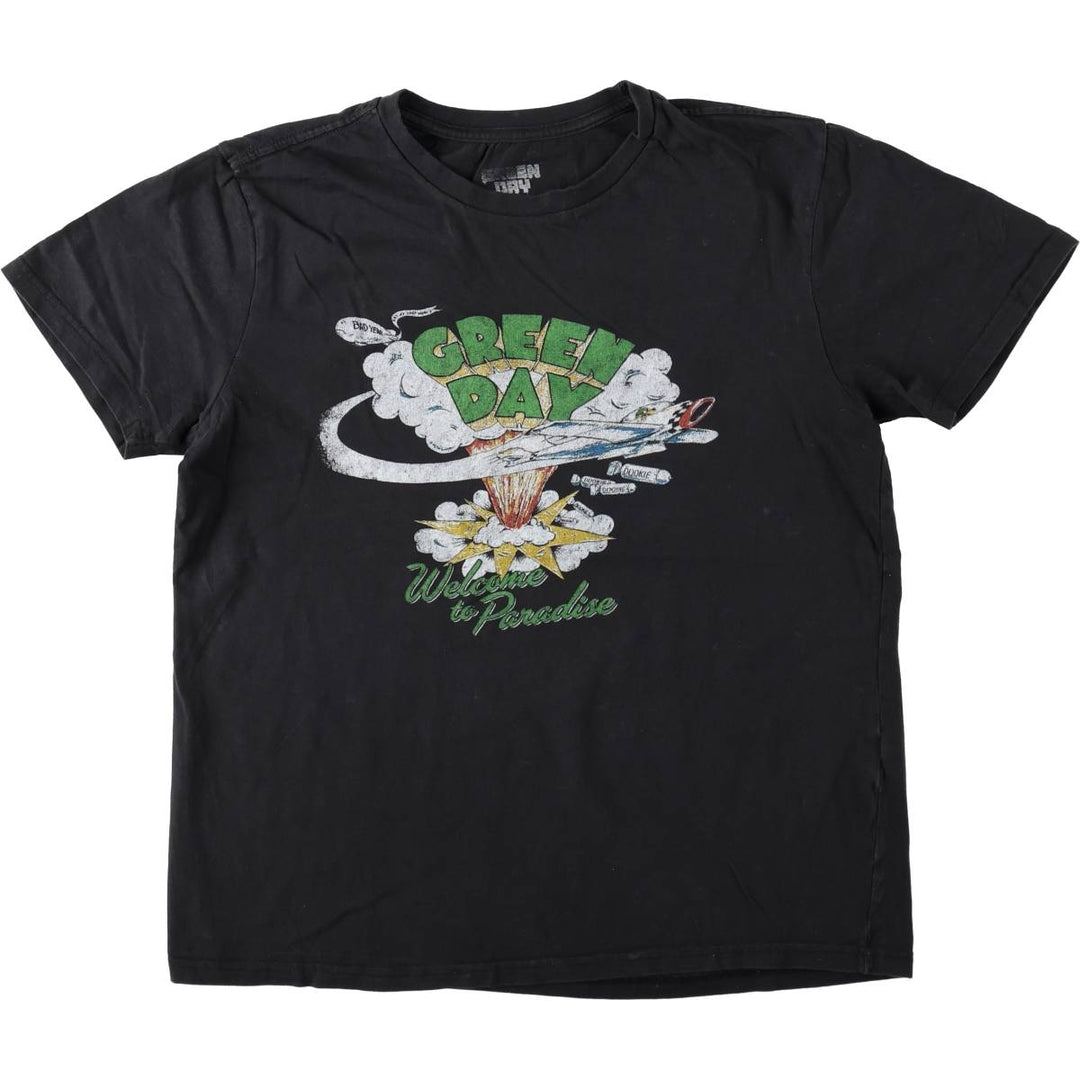 GREEN DAY Green Day Band T-shirt Band T Men's M size cotton black type Vintage Second Hand