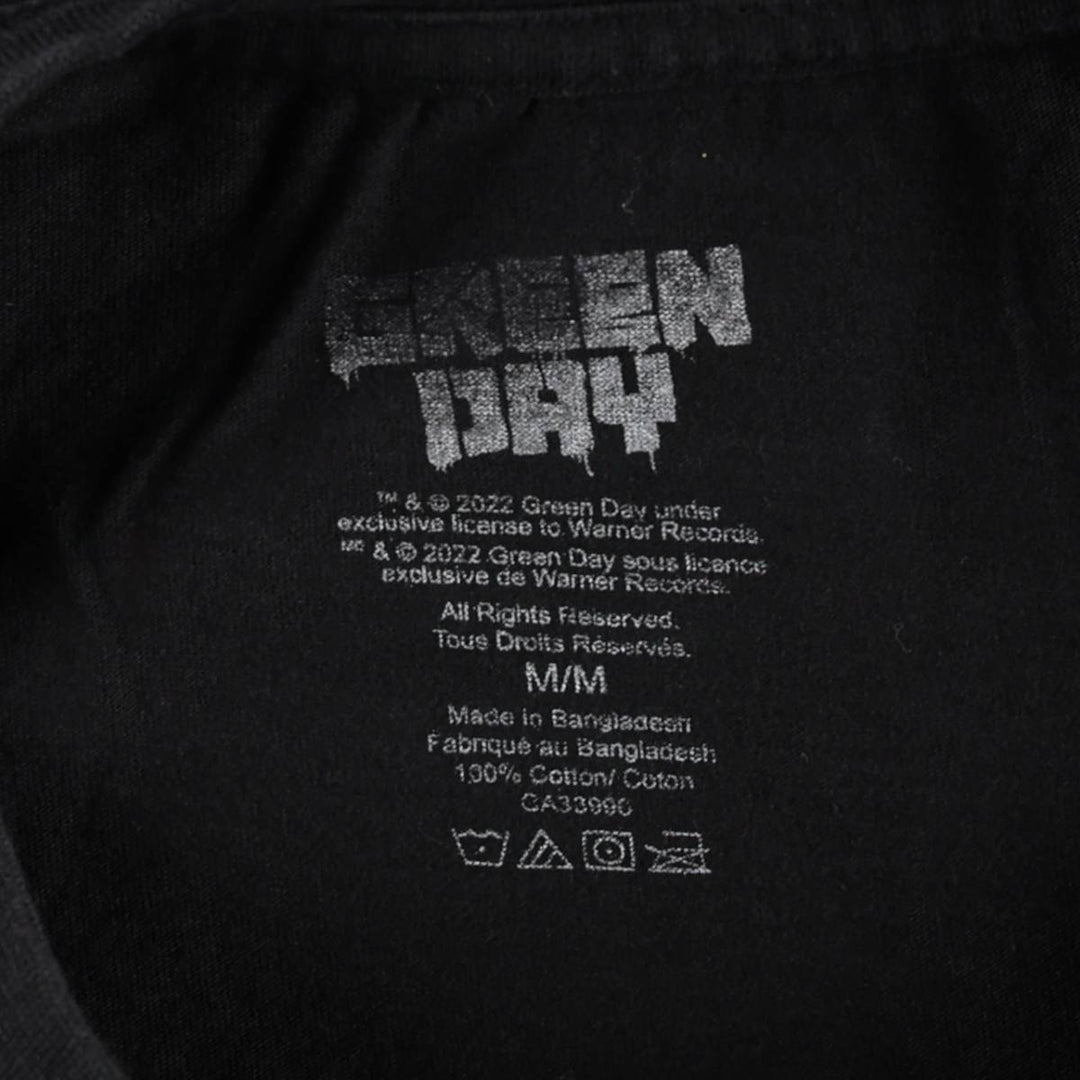 GREEN DAY Green Day Band T-shirt Band T Men's M size cotton black type Vintage Second Hand