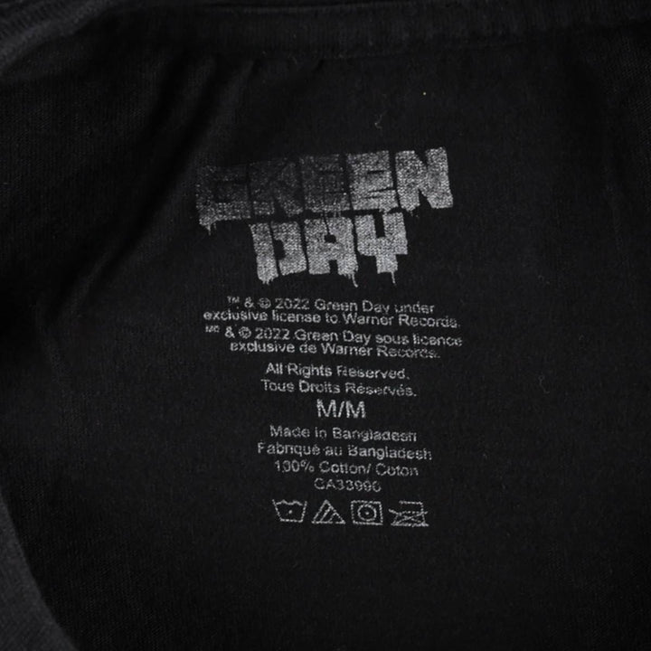 GREEN DAY Green Day Band T-shirt Band T Men's M size cotton black type Vintage Second Hand