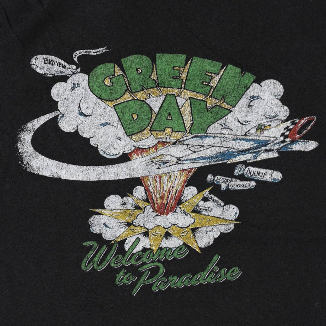 GREEN DAY Green Day Band T-shirt Band T Men's M size cotton black type Vintage Second Hand