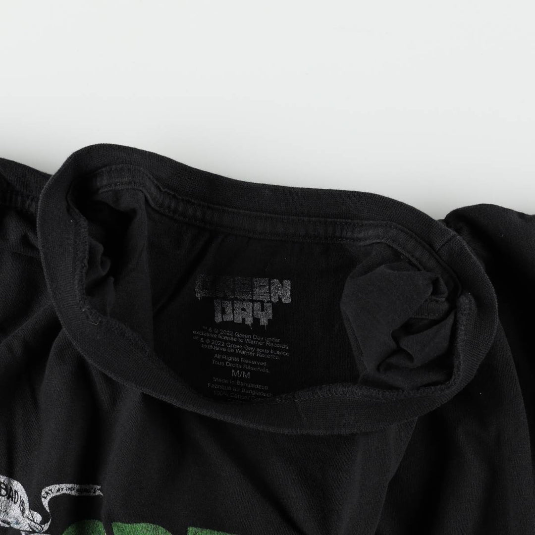 GREEN DAY Green Day Band T-shirt Band T Men's M size cotton black type Vintage Second Hand