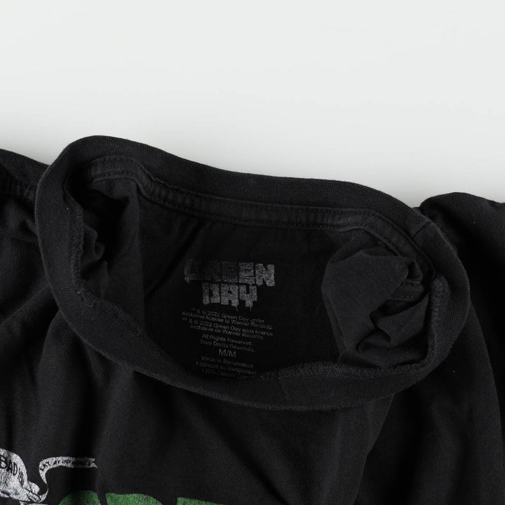 GREEN DAY Green Day Band T-shirt Band T Men's M size cotton black type Vintage Second Hand