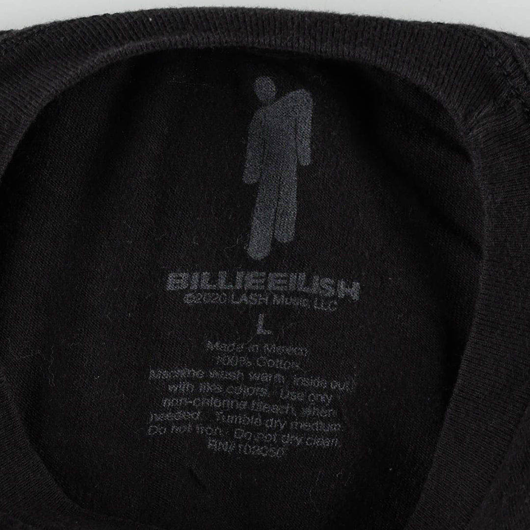 BILLIE EILISH Billie Eilish Band T-shirt Band T Men's L size cotton black type Vintage Second Hand