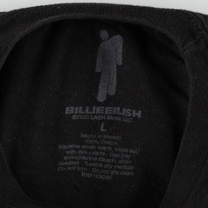 BILLIE EILISH Billie Eilish Band T-shirt Band T Men's L size cotton black type Vintage Second Hand