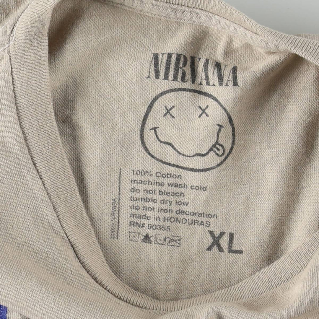 NIRVANA band t-shirt, made in Honduras, men's size XL equivalent. cotton Beige type Vintage Second Hand
