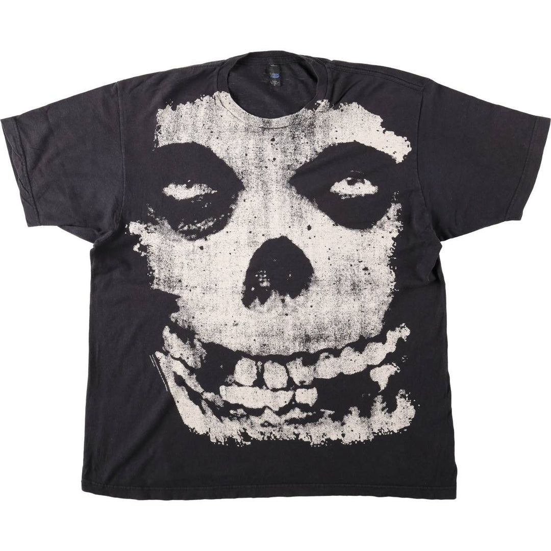 Tultex Misfits Skull Pattern Band T-Shirt, Men's XL cotton black type Vintage Second Hand