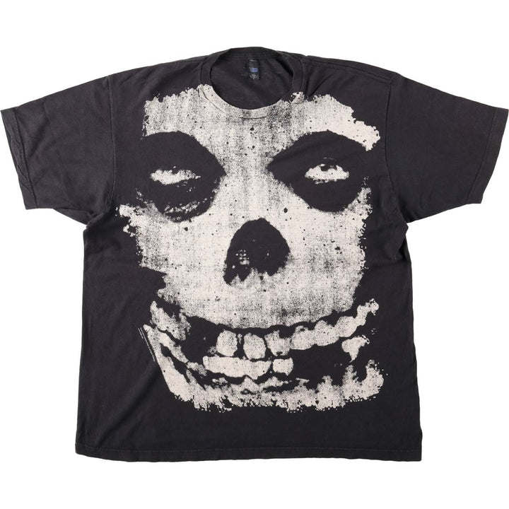 Tultex Misfits Skull Pattern Band T-Shirt, Men's XL cotton black type Vintage Second Hand