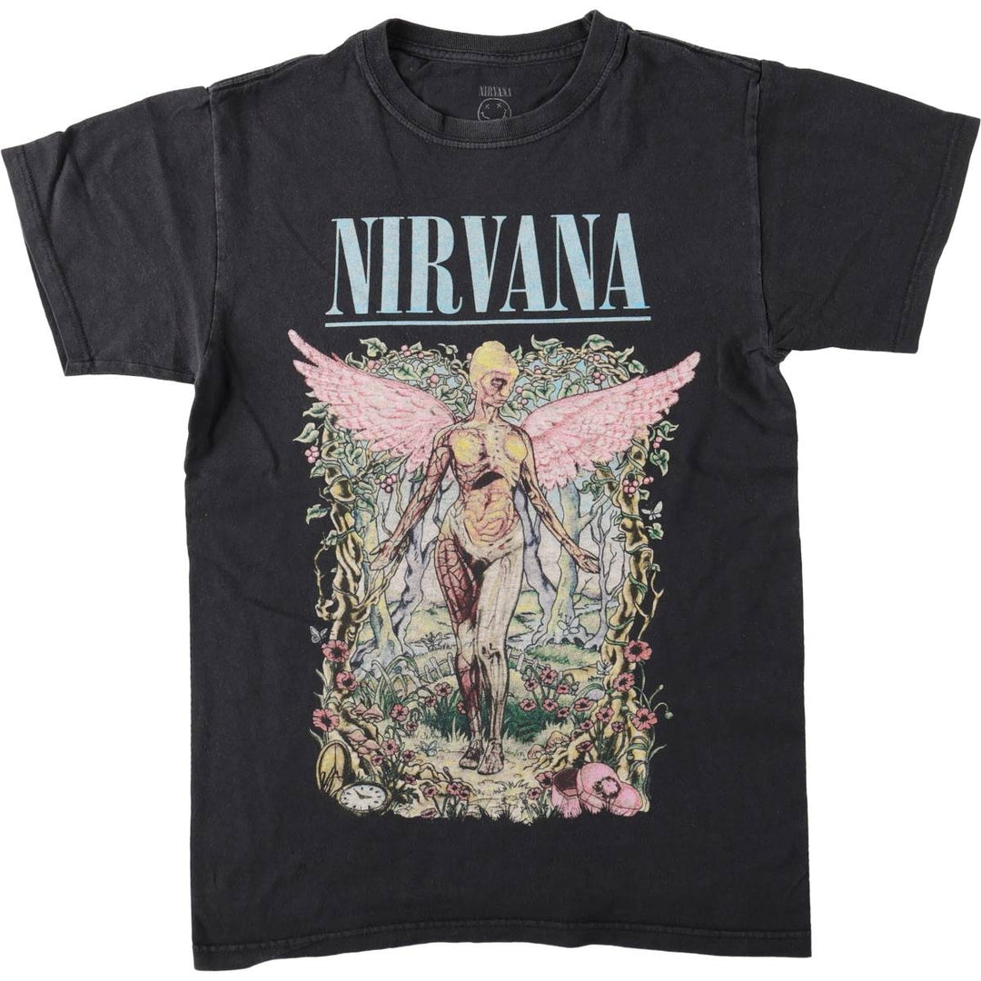 NIRVANA Nirvana Band T-shirt, Band T, Men's S size cotton black type Vintage Second Hand