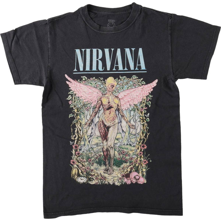 NIRVANA Nirvana Band T-shirt, Band T, Men's S size cotton black type Vintage Second Hand