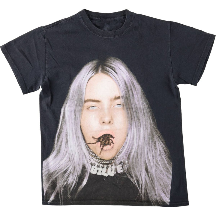 BILLIE EILISH Billie Eilish Band T-shirt Band T Men's S size cotton black type Vintage Second Hand