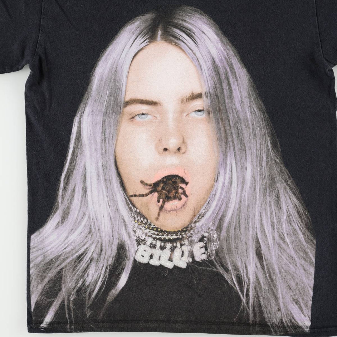 BILLIE EILISH Billie Eilish Band T-shirt Band T Men's S size cotton black type Vintage Second Hand